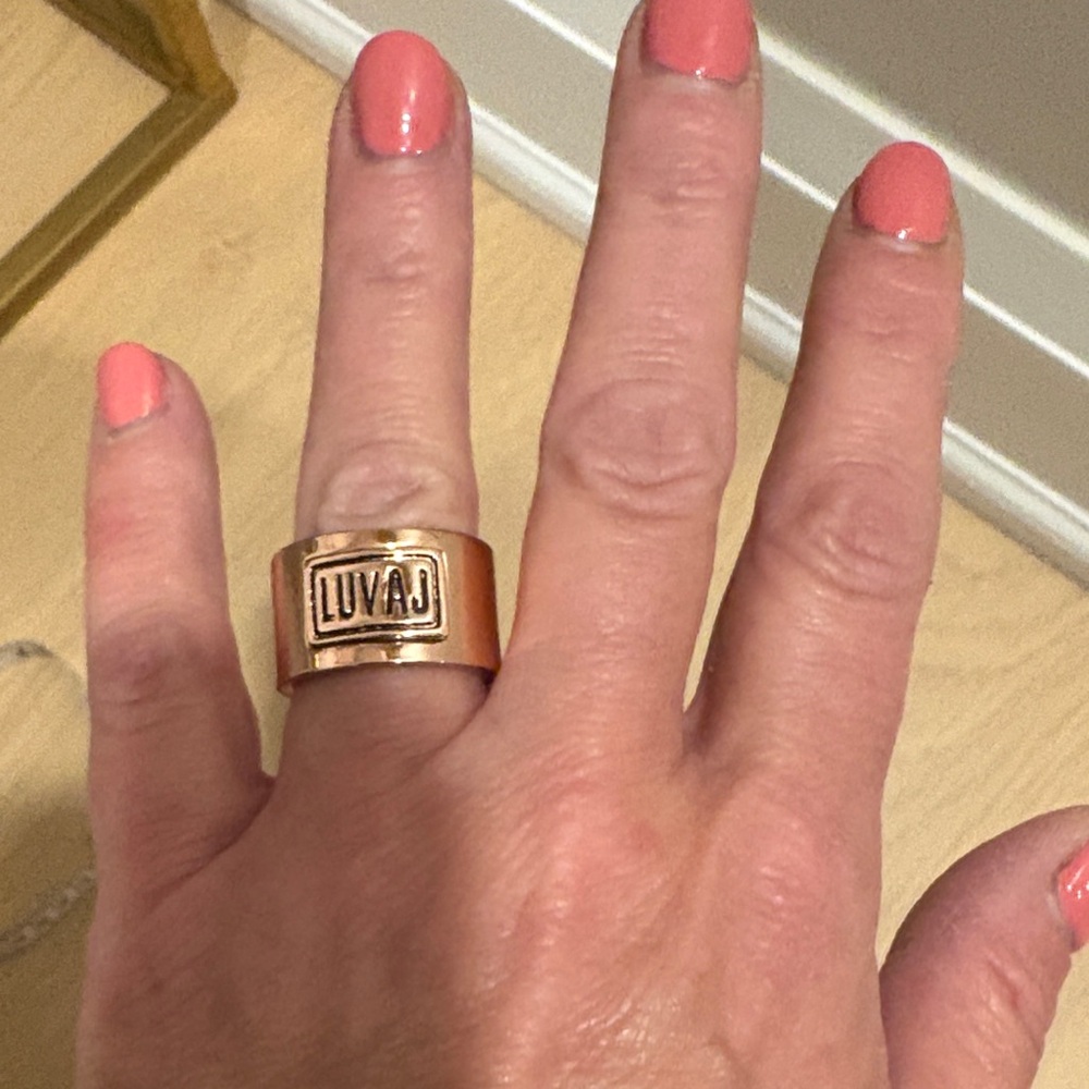 Luv AJ Rose Gold Plated Engraved Ring